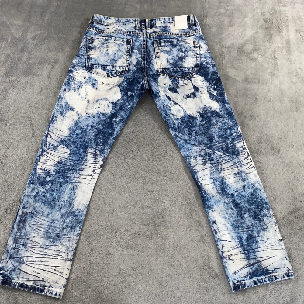 Switch Remarkable Jeans Mens 34x30 Blue Acid Wash Distressed Straight Streetwear - Picture 2 of 11
